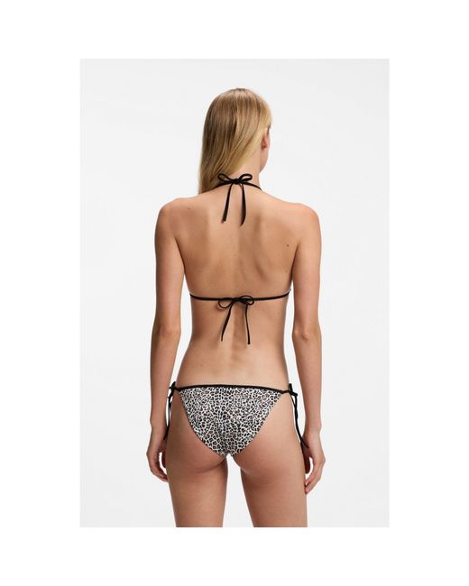 HUGO Black Triangle Bikini Top With Stacked Logos