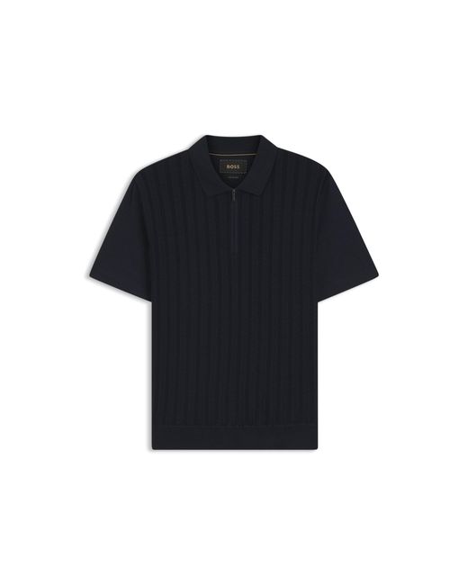 Boss Black Zip-Neck Polo Shirt for men
