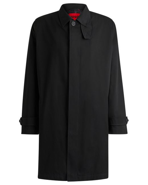 HUGO Regular-fit Mantel Van Waterafstotende Gabardine in het Black voor heren