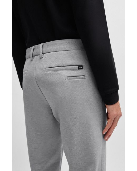 Boss Black Slim-fit Trousers In Structured Performance-stretch Material for men