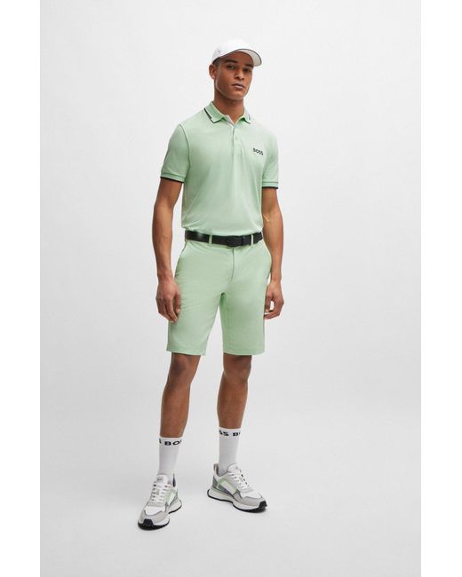 Boss Green Cotton-blend Polo Shirt With Contrast Logos for men
