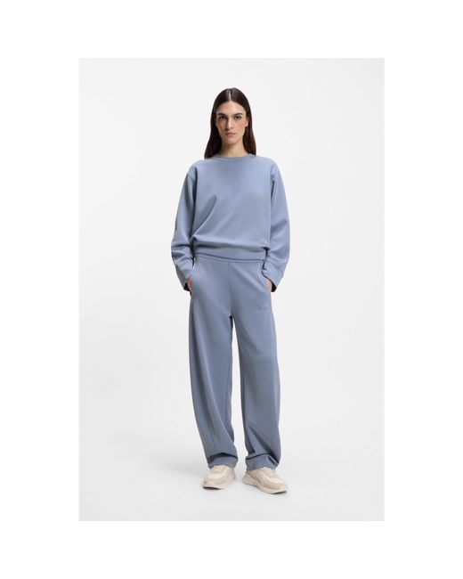 Boss Blue Relaxed-Fit Sweatshirt With Logo Embroidery