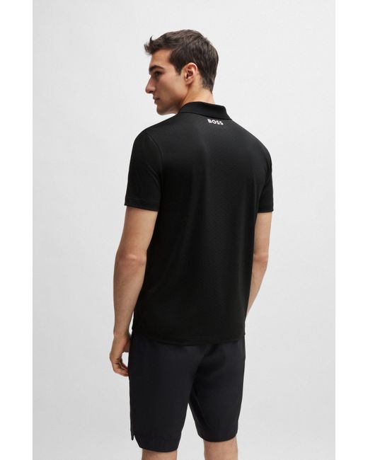 Boss Black Degradé-jacquard Polo Shirt With Contrast Logo for men