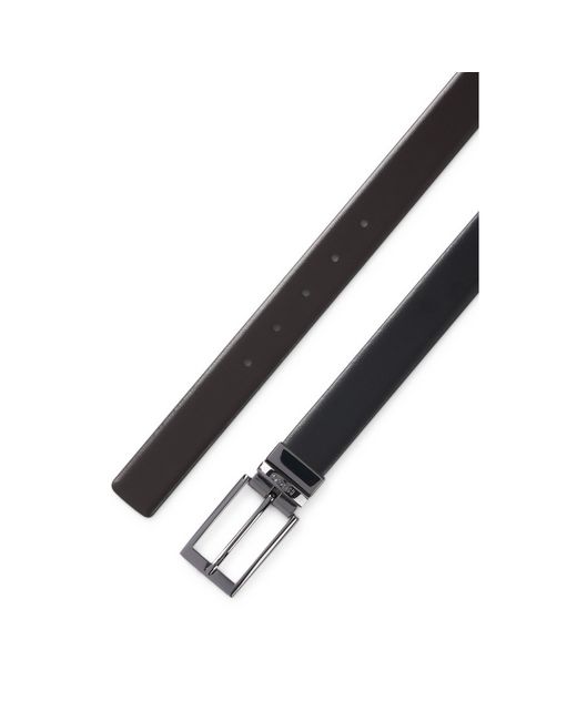 HUGO Black Reversible Leather Belt With Branded Keeper for men