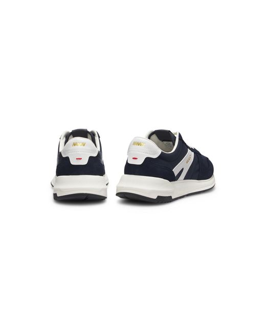 HUGO Blue Suede-Trim Trainers With Logo Details for men