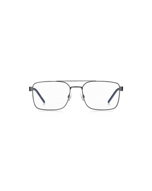 HUGO White Metal Optical Frames With Contrast Rubber Logo for men