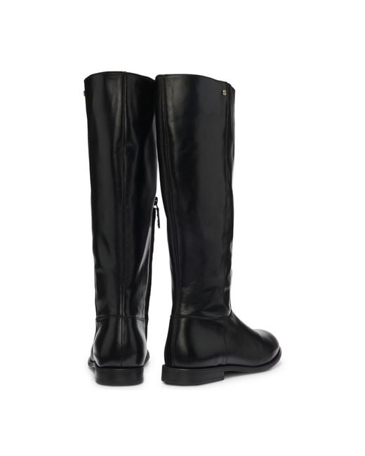 Boss Black Leather Boots With Double B Monogram Trims