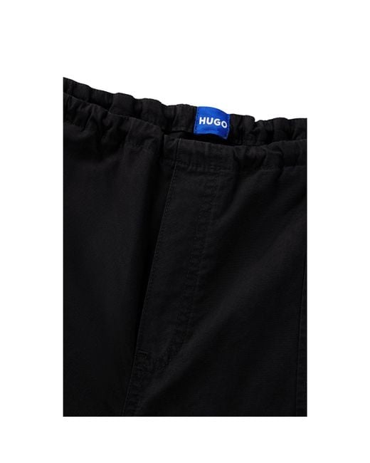 HUGO Black Oversized-Fit Parachute Trousers