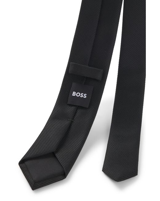 Boss Black Silk-blend Tie With Micro-patterned Jacquard for men
