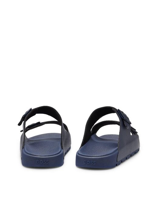 Boss Blue All-gender Twin-strap Sandals With Structured Uppers for men