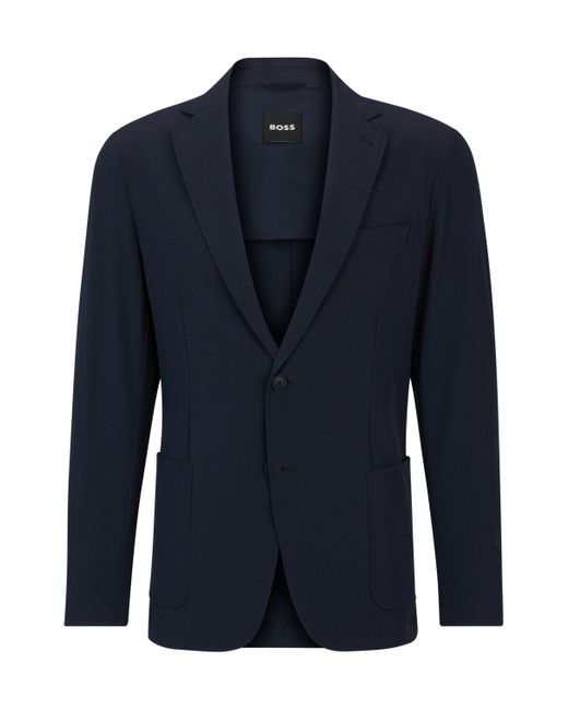 Boss Blue Slim-fit Jacket In Performance-stretch Material for men