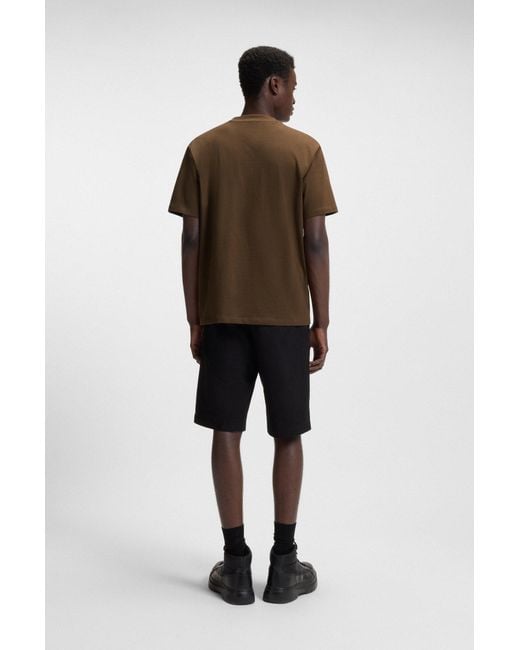 HUGO Relaxed-Fit T-Shirt Van Katoen Met Logoprint in het Brown voor heren