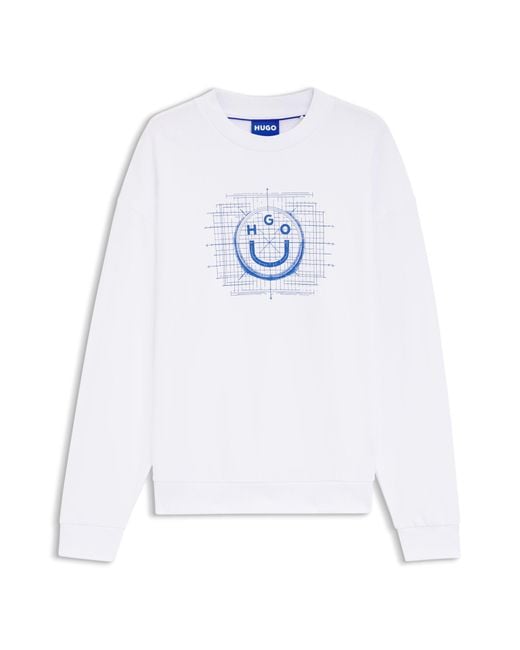 Sweat En Molleton De Coton Avec Logo Artistique HUGO pour homme en coloris White