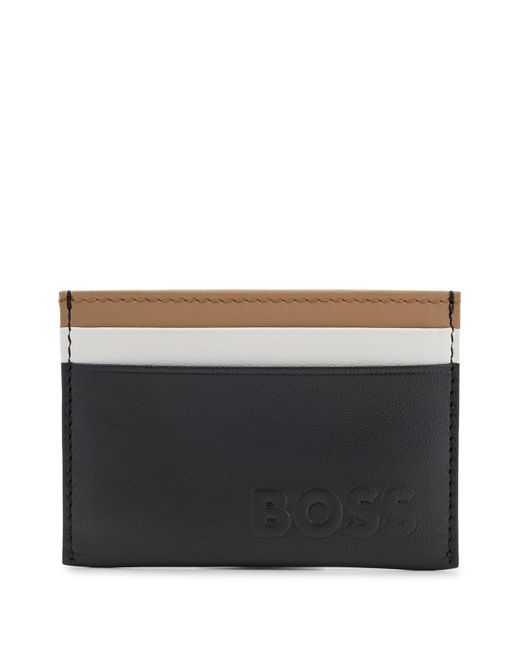 BOSS by HUGO BOSS Grainedleather Card Holder With Signature Stripe in