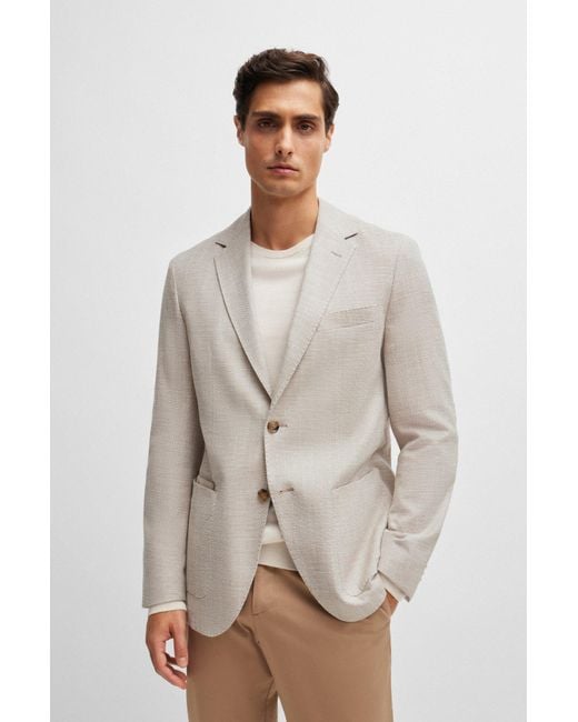 Boss Natural Regular-fit Jacket In A Herringbone Stretch-cotton Blend for men