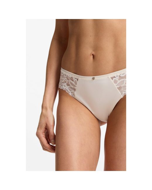 Boss Natural Lace Briefs With Mesh Pleating And Charm