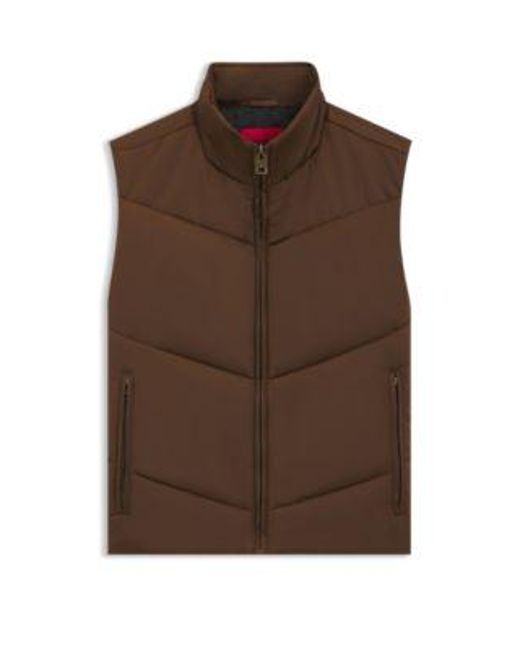 Doudoune Déperlante Sans Manches En Satin Matelassé HUGO pour homme en coloris Brown