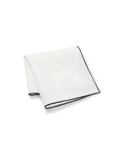Boss White One Linen Pocket Square With Contrast Border for men