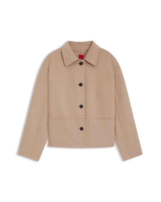 HUGO Natural Relaxed-Fit Jacke Mit Knopfleiste