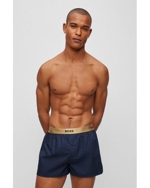 BOSS by HUGO BOSS Two-pack Of Cotton Pyjama Shorts With Metallic Waistbands  in Blue for Men | Lyst UK