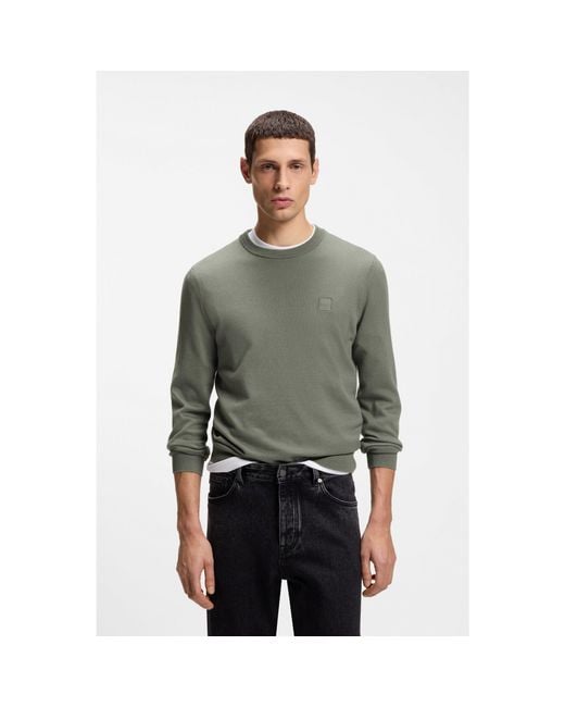 Boss Gray Sweater With Logo Patch for men
