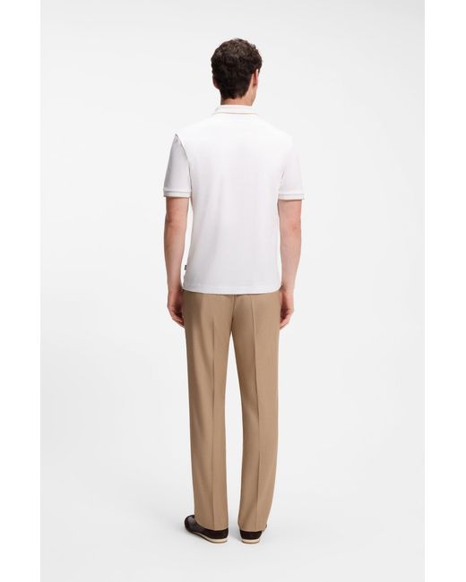Boss Slim-Fit Poloshirt Aus Merzerisierter Baumwolle in White für Herren