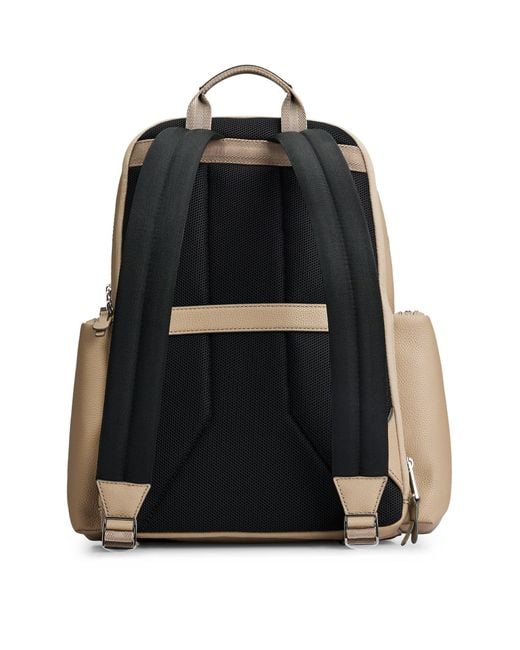 Boss Natural Grained-leather Backpack With Logo Lettering for men