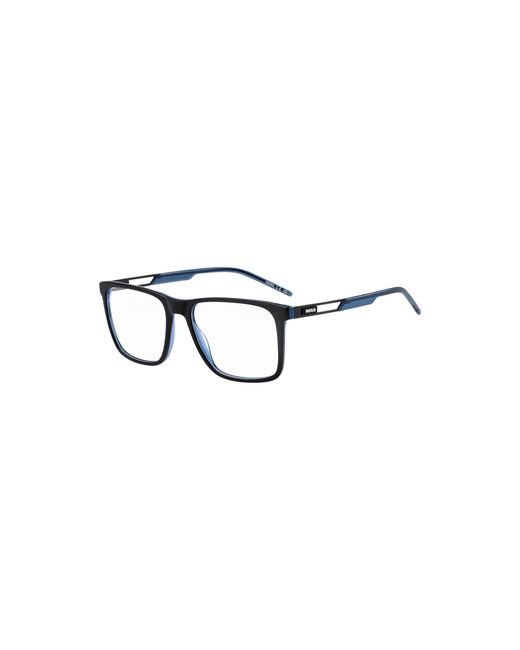 HUGO Black Acetate Optical Frames With Contrast Rubber Logo for men