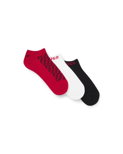 HUGO Red Three-Pack Of Ankle Socks With Logo Details