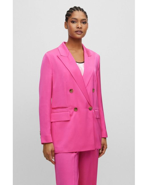 Boss Pink X Alica Schmidt Regular-fit Jacket With Double-breasted Front