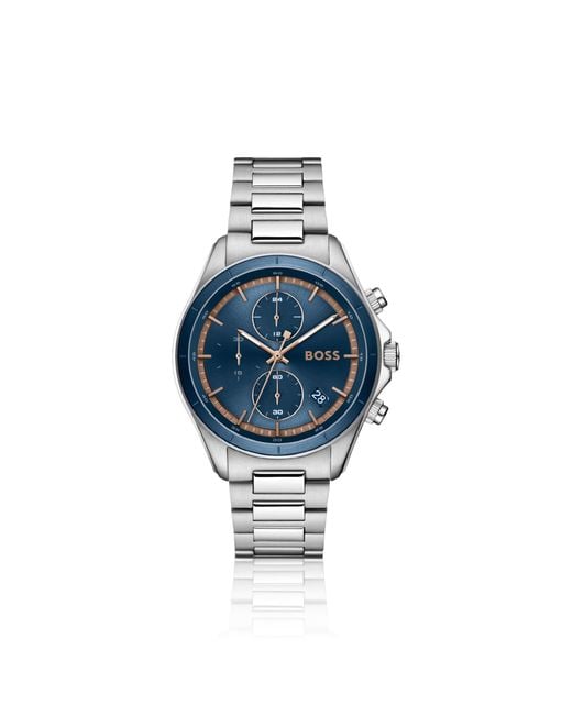 Boss Blue Letic Stainless-Steel Watch With Dial for men