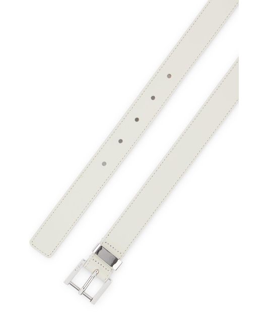 Boss White Italian-leather Belt With Engraved Logo Buckle