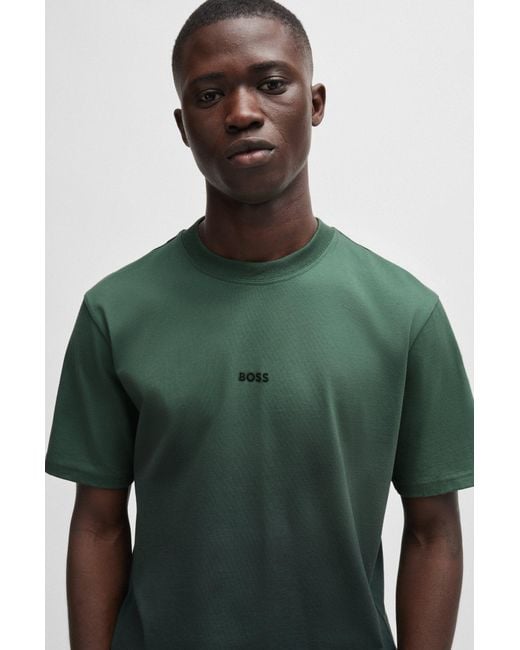 Boss Green Cotton-jersey T-shirt With Dip-dye Finish for men