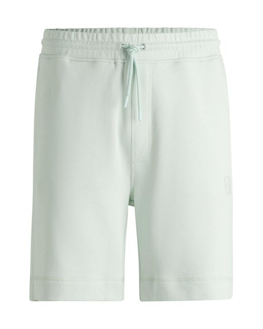 Short Relaxed En Molleton De Coton Avec Badge Logoté Boss pour homme en coloris Green