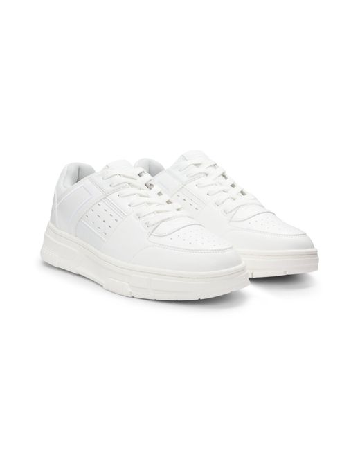 Baskets En Similicuir Avec Finitions En Mesh HUGO pour homme en coloris White