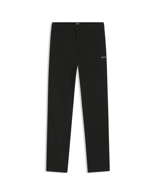 Boss Black Cotton-Blend Pyjama Bottoms With Embroidered Logo for men