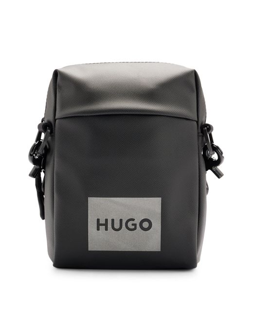HUGO Black Reporter Bag With Decorative Reflective Logo Print for men