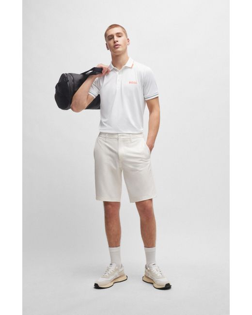 Boss Slim-Fit Shorts aus bügelleichtem Vier-Wege-Stretch in White für Herren