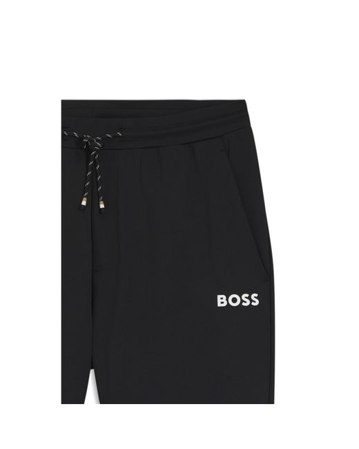 Boss Black Active Stretch-Gabardine Tracksuit Bottoms With Zipped Hems for men