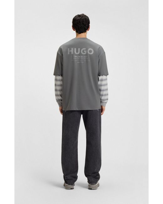 HUGO Gray Grey Men's T-shirts Size L for men