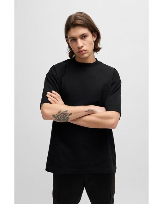 HUGO Oversized-fit Katoenen T-shirt Voor Alle Genders Met Logolabel in het Black voor heren