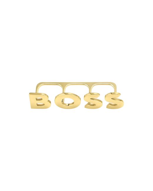 Boss Metallic Light- Knuckle Ring With Logo Letters