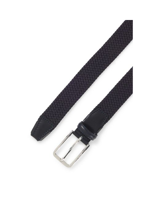 Boss Blue Woven Belt With Leather Facings for men