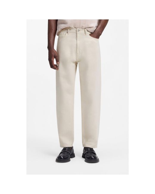 HUGO Natural Relaxed-Tapered-Fit Jeans for men