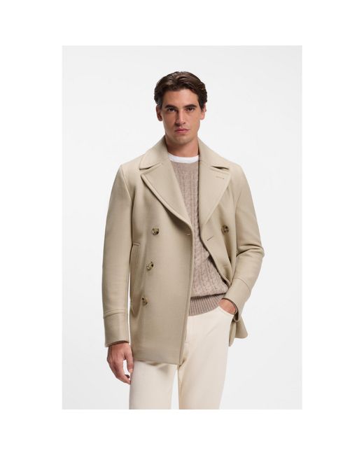 Boss Natural Slim-Fit Double-Breasted Short Coat for men