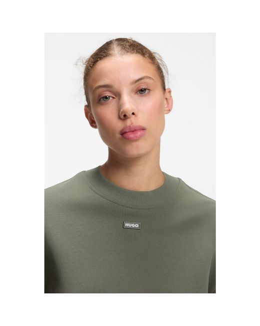 HUGO Green Cotton-Terry Sweatshirt With Logo Badge