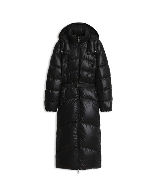 Boss Black Longline Parka Jacket With Detachable Belt