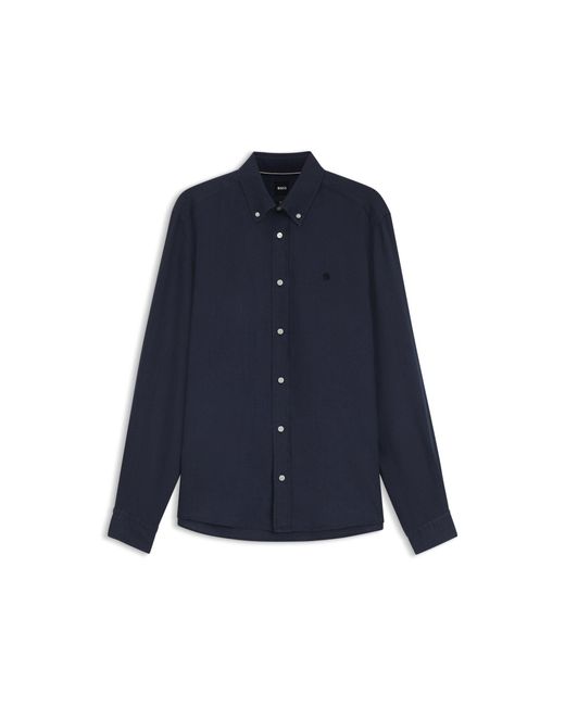 Boss Blue Regular-Fit Button-Down Shirt for men