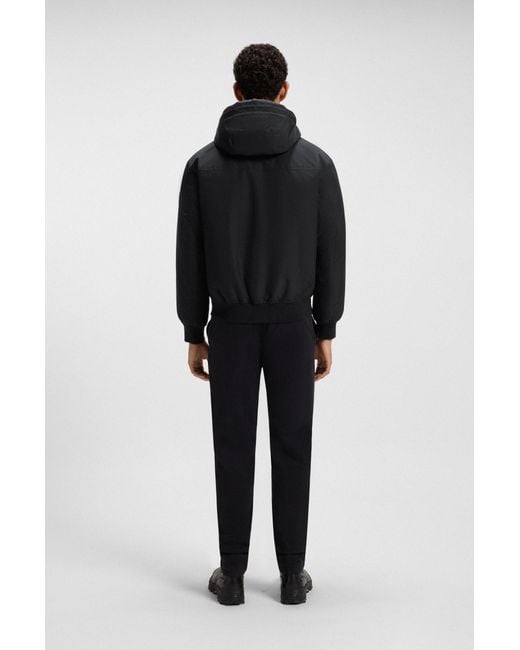 Boss Waterafstotende Jas Met Contrasterende Inzet in het Black voor heren