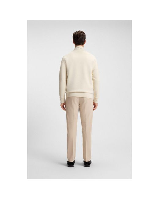 Boss Natural Stretch-Cotton Zip-Up Sweatshirt With Logo Print for men
